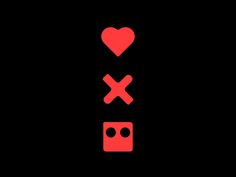 a red heart and two dices on a black background with the words i love x