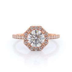 a rose gold engagement ring with diamonds