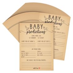 three baby dedication cards on top of each other