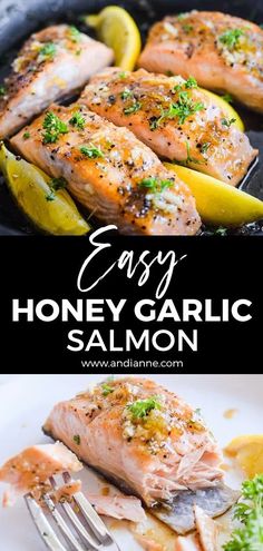 easy honey garlic salmon with lemons and parsley