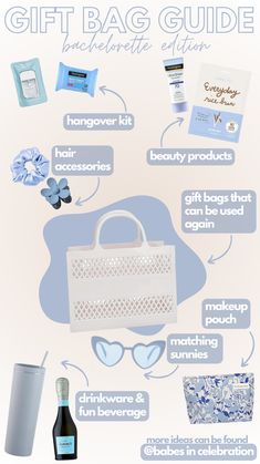 the gift bag guide for brides and grooms is shown in this graphic diagram