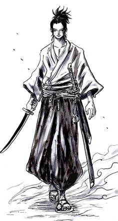 @nyaponi One Piece Samurai, Sif Dark Souls, Samurai Drawing, Ronin Samurai, Samurai Anime, One Piece Series, Samurai Artwork, One Piece Wallpaper Iphone, One Piece Ace