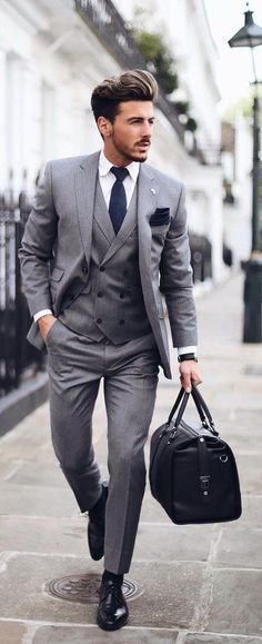 Blue Suit Brown Shoes, Wedding Suits Men Black, Formal Suits Men, Grey Suit Men, Men's Business Outfits, Suits Men Business