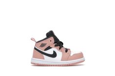 Baby Jordan Outfits, Jordan 1 Mid Pink Quartz, Baby Jordan Shoes, Jordan 1 Mid Pink, Air Jordan Mid, Nike Kids Shoes, Luxury Baby Clothes, Jordan Mid, Pink Jordans