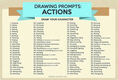 a poster with the words drawing prompts actions