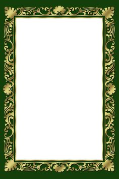 a green and gold frame with flowers on it