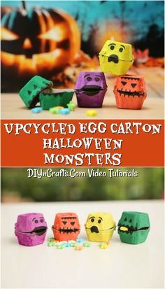 upcycled egg carton halloween monsters are featured in this book for kids to make