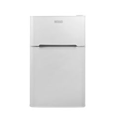 a white refrigerator freezer sitting on top of a counter