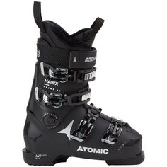 the atomic ski boot is black and white