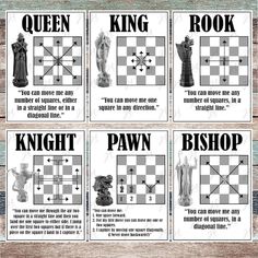 four different chess pieces with the words pawn and pawn