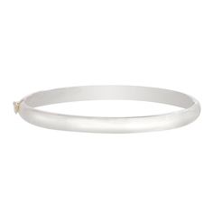 Add simple, yet elegant style to your ensemble with this hinged sterling silver bangle bracelet. Click on this JEWELRY & WATCHES GUIDE to learn about fit, styles, materials and more! Add simple, yet elegant style to your ensemble with this hinged sterling silver bangle bracelet. Click on this JEWELRY & WATCHES GUIDE to learn about fit, styles, materials and more! FEATURES Length: 7.5 in. Clasp: safety clasp Metal: sterling silver Plating: rhodium Finish: polished Packaging: boxed Nickel free Size: 7.5". Gender: female. Age Group: adult. Stackable Silver Round Band Bracelets, Silver Stackable Round Band Bracelets, Classic Cuff Bracelet With Sterling Silver Clasp, Classic White Sterling Silver Bangle Bracelet, Classic White Gold Sterling Silver Bangle, Classic Silver Bangle For Everyday, Classic Sterling Silver Bracelet With Polished Finish, Classic Sterling Silver Bangle, Classic Sterling Silver Wedding Bangle