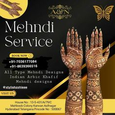 an advertisement for mehndi service in india