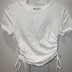 Synched Sides, Size S, Never Worn Cheap Pink Zara T-shirt, Zara White, Tokio Hotel, Zara Tops, White Top, White Tops, Color White, Zara, Womens Tops