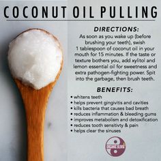 Coconut Oil Pulling Benefits, Oil Pulling Teeth Whitening, Organic Olivia, Coconut Oil Pulling Teeth, Oil Pulling Benefits, Coconut Oil Pulling, Trening Fitness