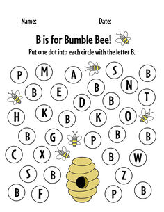 a bee themed printable worksheet for kids to practice letter recognition and spelling