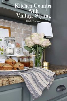 kitchen counter with vintage styling on it