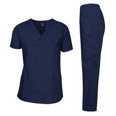 Dagacci Medical Uniform Scrub Unisex Set, Woman and Man Classic Fit V-Neck Top, Three Side Cargo Pockets Pants. Dagacci Uniform is committed in delivering quality medical uniforms to you. We value our customers and continue to strive to meet the your needs. ;We take pride in our quality and our service and we continue to provide total customer satisfaction. Size: L.  Color: Blue.  Age Group: adult. Scrubs Fashion, Medical Scrubs Fashion, Scrub Suit, Medical Scrubs Outfit, Scrubs Medical, Scrub Style, Scrubs Outfit, Hospitality Uniform, Nursing Scrubs