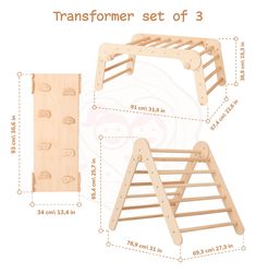 a wooden frame with measurements for the top and bottom