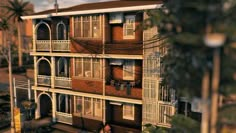 an old building with balconies on the second floor