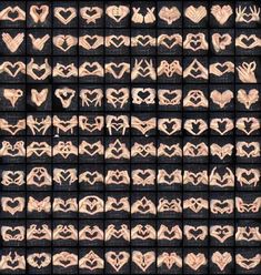 some kind of art that looks like hearts and hands are in the shape of letters