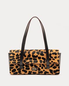 Small Slim Leopard Tote Bag - Frances Valentine Leopard Tote, Frances Valentine, Essential Dress, Chic Leather, Summer Prints, Handbag Shoes, Leather Handles, Crossbody Strap, Leather Handle