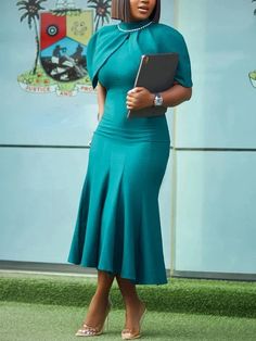 Elegant Church Dresses for Women Mermaid Cap Sleeves Office Ladies Modest Classy African Slim Church Attire For Women, Clergy Women, Corporate Gowns, Modest Classy, Church Dresses For Women, Church Attire, Church Dresses, Preppy Outfits, First Lady