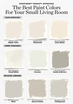 the best paint colors for your small living room in shades of gray, beige and white