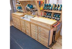 a tool cabinet with many drawers and tools in it