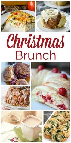 christmas brunch with pictures of different foods and drinks