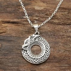 Circular Sterling Silver Dragon Necklace from India - Dragon Ouroboros | NOVICA Dragon Wreath, Necklace Dragon, Men Pendant, Geometric Pendant Necklace, Jewellery Exhibition, Mens Necklace Pendant, Silver Dragon Necklace, Owl Pendant Necklace, Dragon Necklace