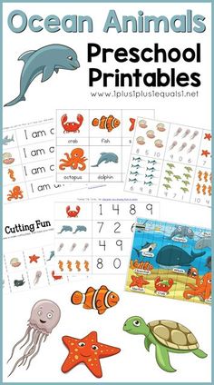 ocean animals preschool printable worksheet with pictures