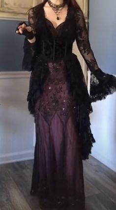 Goth Wedding Attire Guest, Goth Grad Dress, Goth Prom Look, 80s Goth Prom Dress, 80s Goth Dress, Romantic Goth Outfits Dresses, Witch Dress Aesthetic, 90s Goth Prom Dress, Goth Formal Outfit