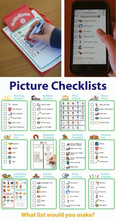 a poster with pictures and words to help kids learn how to use their phone or tablet