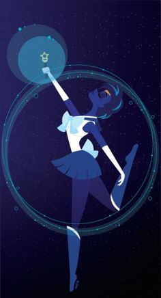 a woman is dancing in the air with a star above her head and holding a wand