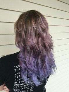 Brown Hair With Peek A Boo Highlights, Purple Hair With Tinsel, Balayage Hair Purple Lavender, Light Brown Hair With Purple Tips, Lavender Ombre Hair, Purple Hair Ombre, Ombre Purple Hair, Light Brown Hair Balayage