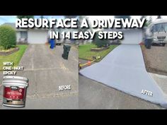 before and after pictures of a driveway with tarp over it, the image shows how to