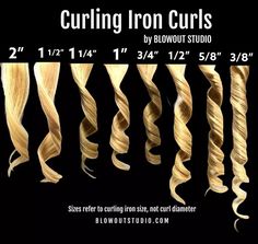 Curling Iron Tips, Spiral Hair Curls, Curling Iron Size, Good Curling Irons, Ringlet Curls, Best Curlers, Different Curls, Barrel Curls, Curls For Long Hair