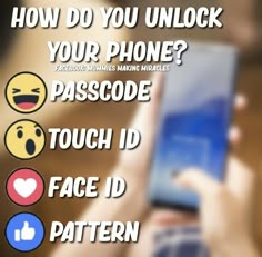 someone is texting on their cell phone with emoticions around them and the caption reads, how do you unlock your phone?