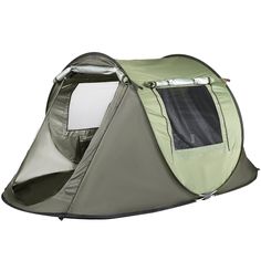 a tent with the door open and it's side closed to show the inside