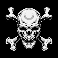 a skull and crossbones on a black background