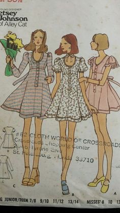 three women in dresses and shoes standing next to each other on a piece of paper