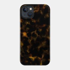 an iphone case with a brown and black pattern on the back, showing it's dark