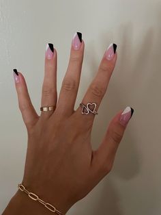 Hoco Nails, Black Acrylic Nails, French Tip Acrylic Nails, Nail Nail