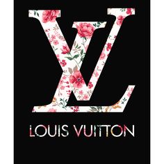 the louis vuitton logo with flowers and leaves on it, as well as the letter