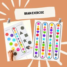 the brain exercise stickers are being displayed next to each other on a pink background