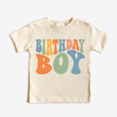 Birthday Boy Toddler Shirt, Boys Birthday Shirt, Birthday Dude Tshirt Age on Back MORE BIRTHDAY SHIRTS HERE: https://etsy.me/3K1zlAK Shop with Confidence! We are a 5-Star Rated Shop operating since 2015! SIZING: * All shirts are unisex, classic fit. Please refer to size chart in listing photos for details. * Easy measuring tip: Take your favorite shirt, lay it on a flat surface and measure the width (armpit to armpit) and length (top to bottom) * Shirts are pre-shrunk but may shrink slightly aft Playful Birthday T-shirt With Text Print, Playful Text Print Birthday T-shirt, Playful Letter Print T-shirt For Birthday, First Birthday Graphic Tee With Crew Neck, First Birthday Graphic Tee With Short Sleeves, Pre-shrunk Summer Birthday T-shirt, Summer Birthday Pre-shrunk T-shirt, Playful Crew Neck T-shirt For Birthday, First Birthday Crew Neck T-shirt With Text Print