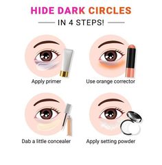 Eye Bags Makeup, Makeup Routine Guide, Makeup Steps, Hide Dark Circles, Makeup Order, Learn Makeup, Eyes Dark, Simple Makeup Tips