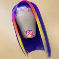 Hair Color Ombre, Purple Blue Ombre, Purple Ombre Hair, Ombre Purple, Creative Hair Color, Wig Styling, Straight Bob, Human Virgin Hair