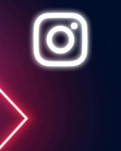 the instagram logo is lit up in red and blue, with an arrow pointing to it