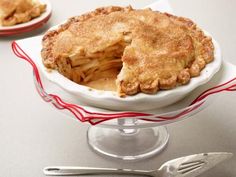 a pie on a plate with a fork next to it